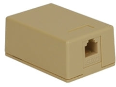 Ivory Cat5e surface mount jack with 8P8C connector for network cabling installations