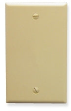 Ivory 1-gang blank wall plate with single screw hole, professional grade structured cabling accessory Main image