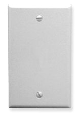 White 1-gang blank wall plate with two screw holes for professional-grade structured cabling installations