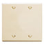 Almond 2-gang blank wall plate with four mounting screw holes for structured cabling installations
