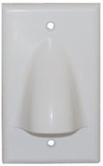 White single gang bulk nose cable plate with mounting holes for structured cabling installations