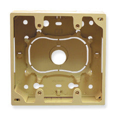 Ivory double gang junction wall plate mounting box with brass interior, cable entry holes, and mounting hardware for structu… Main image