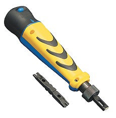 Yellow and black ICC 110 and 66 punch down tool with interchangeable bits for network cabling installation Main image