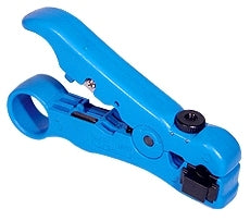 Blue ICC UTP-Coaxial Cable Combo Stripper tool with dual cutting heads and adjustment dial for network cabling Main image