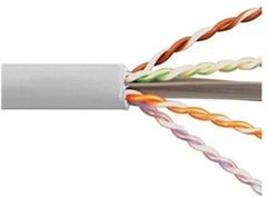 Cat6A network cable with twisted pair conductors exposed, showing orange, green, and white color-coded wires for structured … Main image