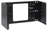 ICC EZ Fold hinged wall mount bracket for 6 RMS rack equipment with black steel construction and fold-out design