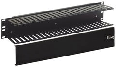 Black horizontal 24-slot finger duct cable management rack system with removable cable tray for server rack installations Main image