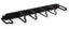 Black metal 5-ring cable management panel with mounting brackets for 1U rack mount installation