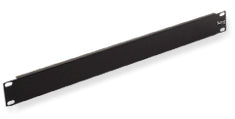 Black 1U rack mount blank panel with mounting brackets for server cabinet cable management