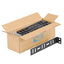 25-pack of black ICC cable management L brackets displayed in open cardboard box with individual bracket visible