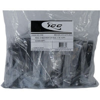 10-pack of black ICC cable management rings, 1.70 inches diameter, packaged in clear plastic bag with product label