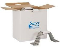 ICC Metal D-Ring 100 Pack 2 inch cable management hardware displayed in white product box with cardboard packaging
