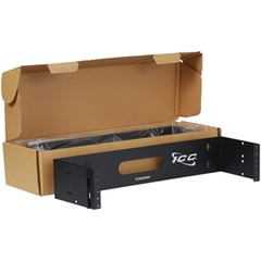 ICC 2U wall mount hinged bracket 2-pack in black with cardboard packaging displayed open Main image