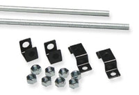 ICC ladder rack ceiling rod kit with metal rods, black mounting brackets, and stainless steel fasteners and nuts