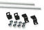 ICC ladder rack ceiling rod kit with metal rods, black mounting brackets, and stainless steel fasteners and nuts