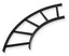 Black curved 90-degree runway ladder rack with flat turn design for structured cabling and cable management