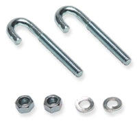 ICC Runway J Bolt Kit containing two zinc-plated J bolts with curved hooks and four assorted nuts and washers for rack mount…