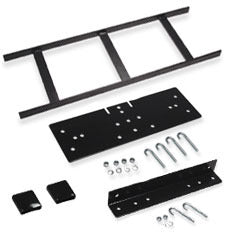 ICC 5 Runway Rack-to-Wall Kit components including ladder rack, mounting brackets, screws, and hardware accessories
