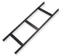 Black steel ICC runway ladder rack with two vertical rails and three horizontal rungs, 5 feet long, for cable management
