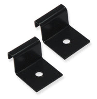 Two black ICC runway wall brackets with mounting holes, designed for structured cabling and rack installation