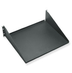 Deep rack shelf with 15-inch width and 3 RU mounting height, featuring gray steel construction and side mounting brackets Main image