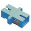Blue and gray SC simplex fiber optic adapter for multimode and singlemode connections