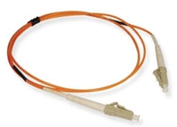 LC-LC simplex multimode fiber patch cable with orange jacket and beige connectors, 2 meter length for network cabling