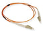LC-LC simplex multimode fiber patch cable with orange jacket and beige connectors, 2 meter length for network cabling