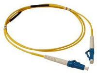 LC-LC simplex single mode fiber patch cable, 1 meter length with yellow jacket and blue LC connectors