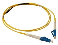 LC-LC simplex single mode fiber patch cable, 2 meter yellow jacket with blue connectors