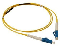 Yellow LC-LC simplex single mode fiber patch cable with blue connectors, 7 meter length for network cabling