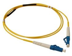 Yellow LC-LC simplex single mode fiber patch cable with blue connectors, 7 meter length for network cabling