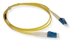 Yellow LC-LC duplex single mode fiber patch cable with blue connectors, 3 meter length for network cabling Main image