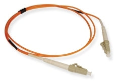 LC-LC simplex multimode fiber patch cable with orange jacket and beige connectors, 2 meter length for network cabling