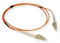 LC-LC simplex multimode fiber patch cable with orange jacket and beige connectors, 7 meters long