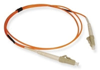 LC-LC simplex multimode fiber optic patch cable with orange jacket, 10 meter length for network cabling