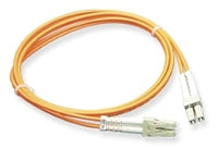 LC-LC duplex multimode fiber patch cable with orange jacket and ferrule connectors, 1 meter length