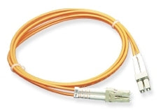 ICC LC-LC duplex multimode fiber patch cable with orange jacket and silver connectors, 2 meter length