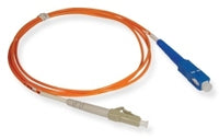 LC-SC simplex multimode fiber patch cable with orange jacket and blue SC connector, 10 meter length