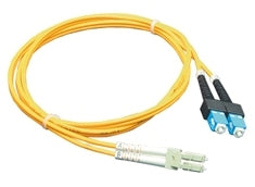 LC-SC duplex single mode fiber patch cable with yellow jacket and black connectors, 7 meter length Main image