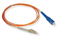 LC-SC simplex 50 micron multimode fiber patch cable with orange jacket and blue SC connector, 7 meter length