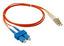 LC-SC duplex 50-micron multimode fiber patch cable with red jacket and blue SC connector, 3 meter length