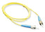 Yellow ST-ST simplex single mode fiber optic patch cable with blue connectors, 2 meter length for network cabling