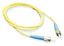 Yellow ST-ST simplex single mode fiber optic patch cable with blue connectors, 7 meter length