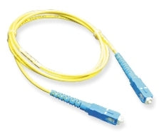 Yellow SC-SC simplex single mode fiber patch cable with blue connectors, 3 meter length for network cabling