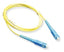 Yellow SC-SC simplex single mode fiber optic patch cable with blue connectors, 5 meter length for network cabling