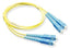 Yellow SC-SC duplex single mode fiber patch cable with blue connectors, 7 meter length for network cabling