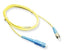 Yellow SC-ST simplex single mode fiber patch cable, 1 meter length, with blue connector ends