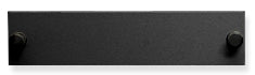 Black fiber optic adapter panel with two mounting holes for rack mount installation and cable management Main image