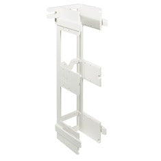 White ICC 66 block universal mounting bracket with three horizontal shelves for vertical wall or rack installation